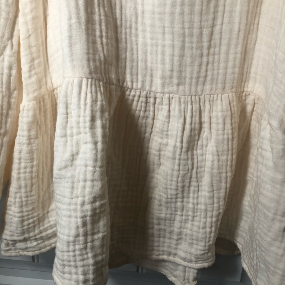 MADEWELL Babydoll Boho Millbrook Square Neck Peplum Cream Ivory Blouse Top - Picture 5 of 9